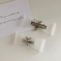 Tulle Bowknot Star Simple Hair Clips for Girls Chic Fashion Trendy Stylish Alligators for Women Ladies Hair Accessories in Stock