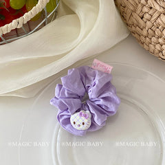 Fashion Cute Animals Kitty Cat Scrunchies for Baby Girls Solid Color Trendy Hair Tie for Kids Children Hair Accessories in Stock