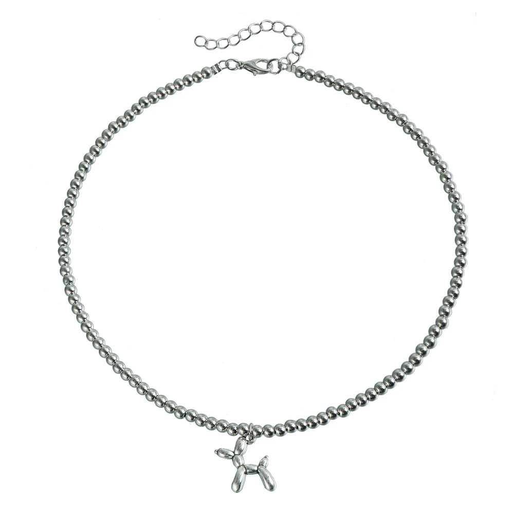 Fashion Stylish Beads Simple Mental Necklaces for Girls Animals Dachshund Cartoon Jewelry for Women Ladies Accessories Wholesale
