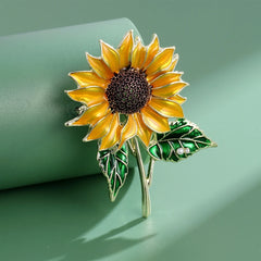 Fashion Sweet Trendy Sunflower Floral Brooches for Girls Stylish Dainty Glamorous Pins Jewelry for Women Ladies Accessories