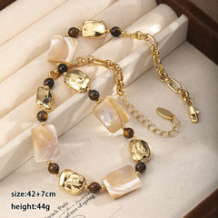 Fashion Blue Turquoise Tiger Eye Stone Necklaces for Girls Vintage Shell Jewelry for Women Ladies Wholesale China Manufacturer
