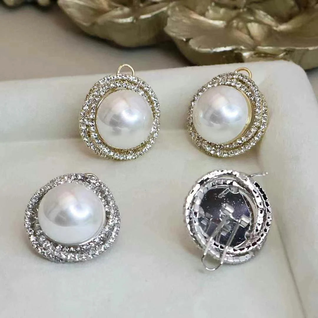 Elegant Luxury Simple Classic Minimalistic Stud Earrings for Girls Imitation Pearl Designer Jewellry for Women Lady Accessories