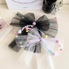 Hot Sale Tulle Large Bowknot Barrette Clips Trendy Sweet Customized Breathable High Quality Hairpins Accessories for Women Daily