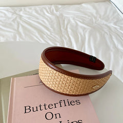 Hot Sale Wide Large Pu Fabric French Vintage Headbands for Women Graceful Lightweight Wholesale Hairbands Accessory for Office