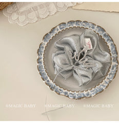 Girls Silver Bowknot Crown Large Hair Ties Fashion Elegant Ponytail Holder in Stock Scrunchies Accessories for Kids Children Use