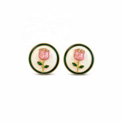 Fashion S925 Silver Flower Floral Rose Stud Earrings for Girls Trendy Simple Jewelry for Women Ladies Wholesale China Supplier