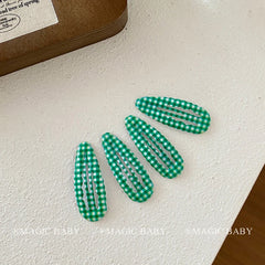 Cute Sweet Kawaii 5cm Hair Clips Baby Girls Simple Plaid Dot Fashion Minimalistic Snap Clips Kids Children Party Hair