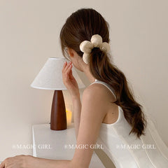 Sweet Cute Flower Shaped Fashion Scrunchies for Girls Chic Solid Color Classic Hair Ties for Women Ladies Hair Accessories