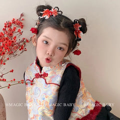 Vintage Chinese Style Glitter Headband for Girls Sweet Cute Hair Accessory for Kids Festive Stock