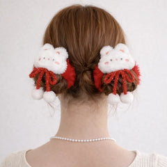 Fashion Cute Animals Rabbit Ribbon Bowknot Scrunchies for Girls Sweet Elegant Hair Ties for Women Ladies Hair Accessories