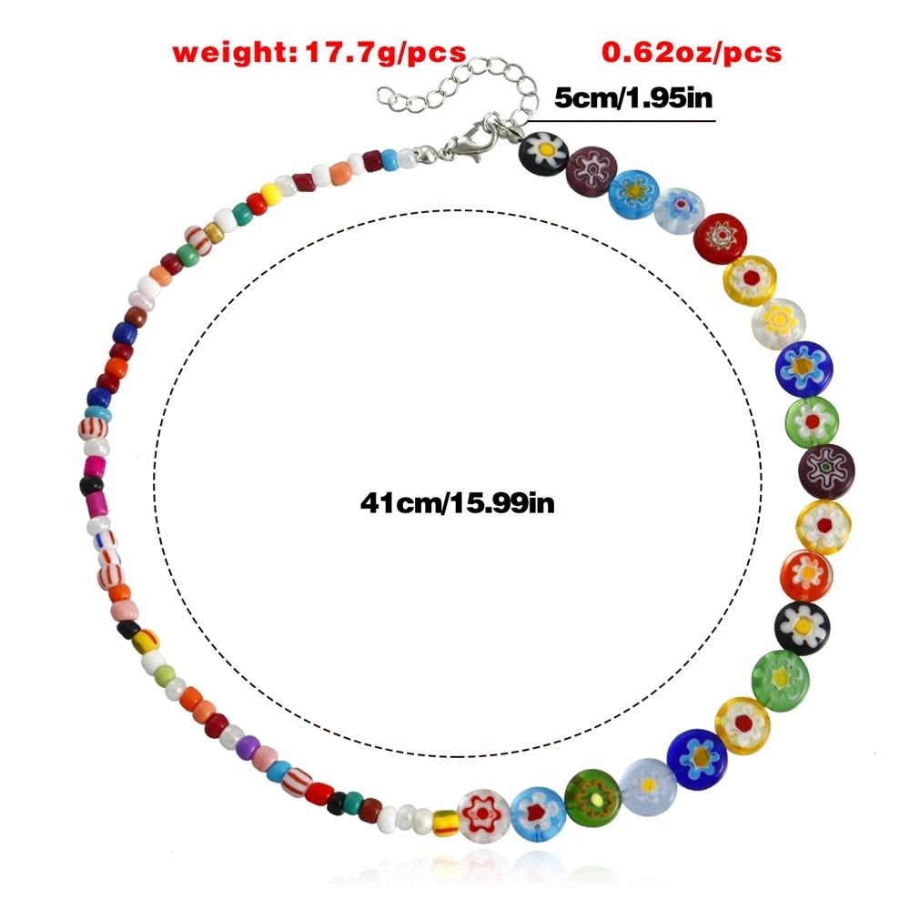 Fashion Trendy Insta Style Colorful Beads Necklaces for Girls Sweet Special Jewelry for Women Lady Accessories Chinese Supplier