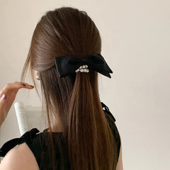Female 2025 Hot Sale Imitation Pearl Bowknot Hair Ties Elegant Fashion Ponytail Hold Scrunchies Accessories for Women Daily