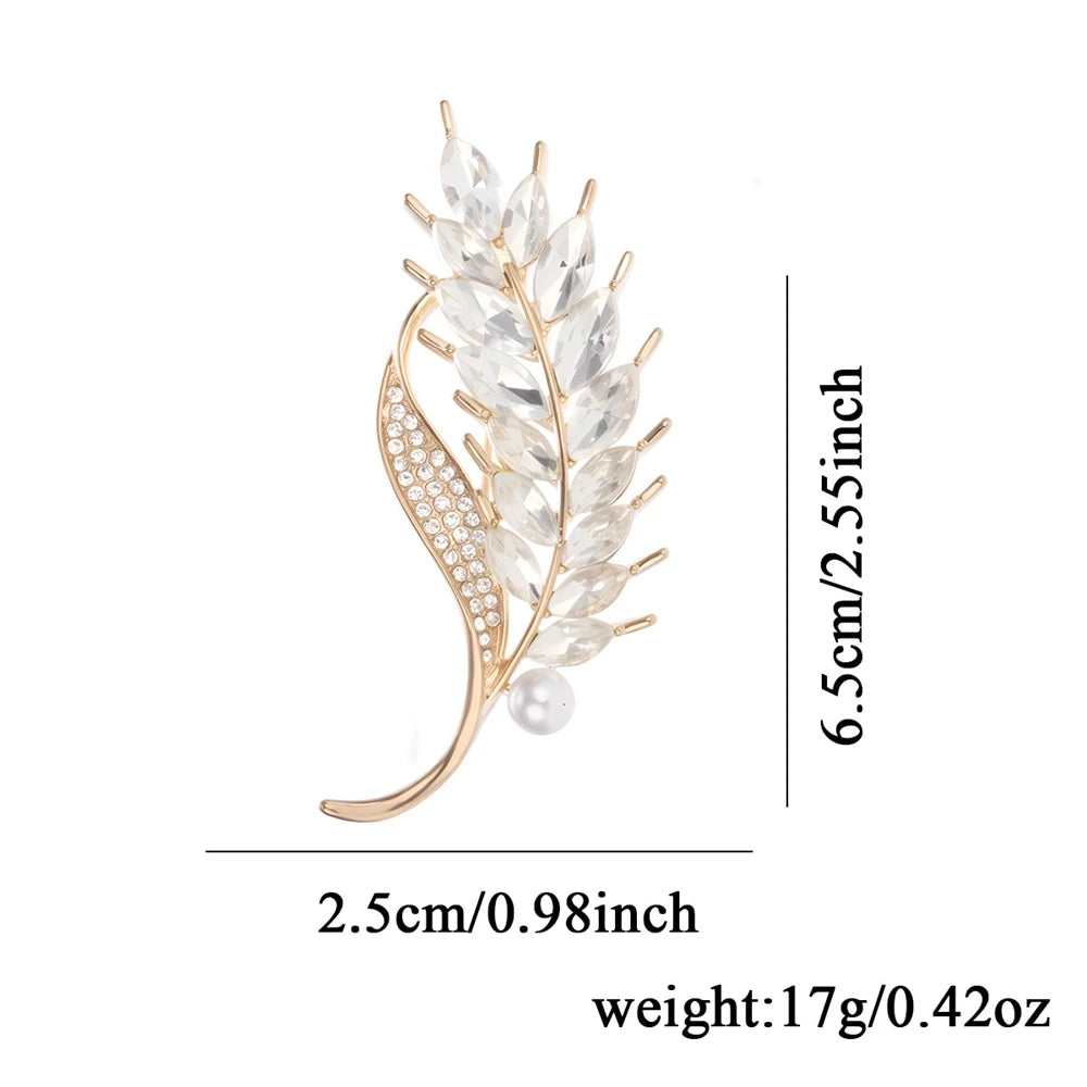 Fashion Glitter Ear of Wheat Rhinestone Brooches for Girls Sweet Trendy Pins Jewelry for Women Ladies Accessories Wholesale