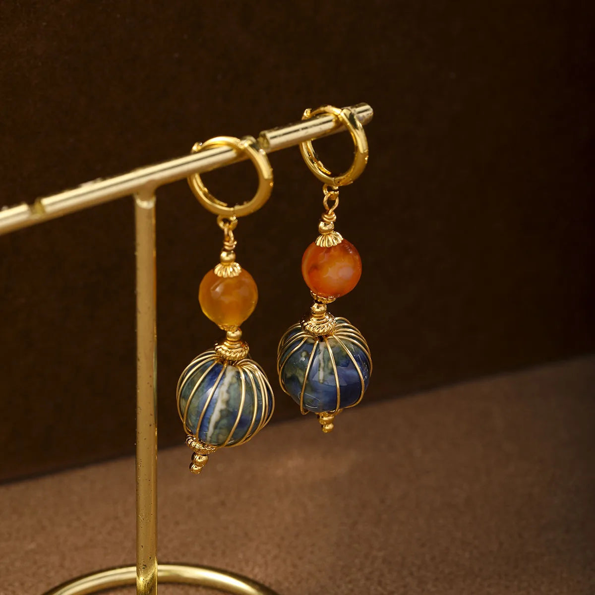 Fashion Natural Stone Ceramic Drop Earrings for Girls Dainty Luxury Vintage Jewelry for Women Ladies Wholesale China Supplier