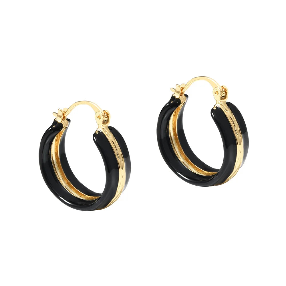Women's  Copper Hoop Earrings Retro Oil Dropping Round Fashion Earrings Light Simple Elegant Earrings for Party Casual Wholesale