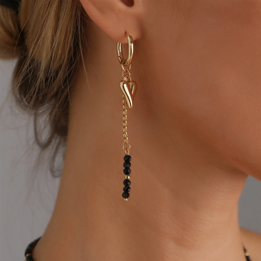 Fashion Trendy Beads Heart Shaped Necklaces for Girls Elegant Earring Jewelry Suits Sets for Women Ladies Accessories Wholesale