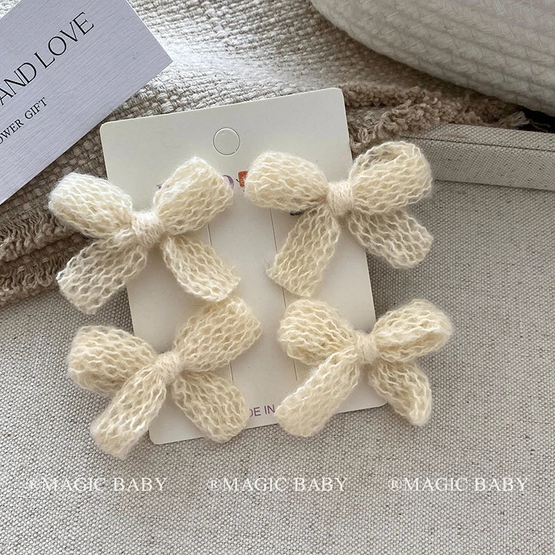 Solid Color Classic Bowknot Hair Clips for Baby Girls Cute Kawaii Fashion Alligators for Kids Children Hair Accesaories in Stock