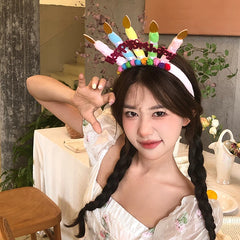 Hot Sale Cute Lightweight Pink & White Medium Headbands Sweet Birthday Cake Decorative Hairbands for Kids Wholesale Stock