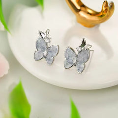 Female Hot Sale Butterfly Square Circle Shape Small Stud Earring Fashion Glitter Trendy Bulk Order Jewelry Accessories for Daily