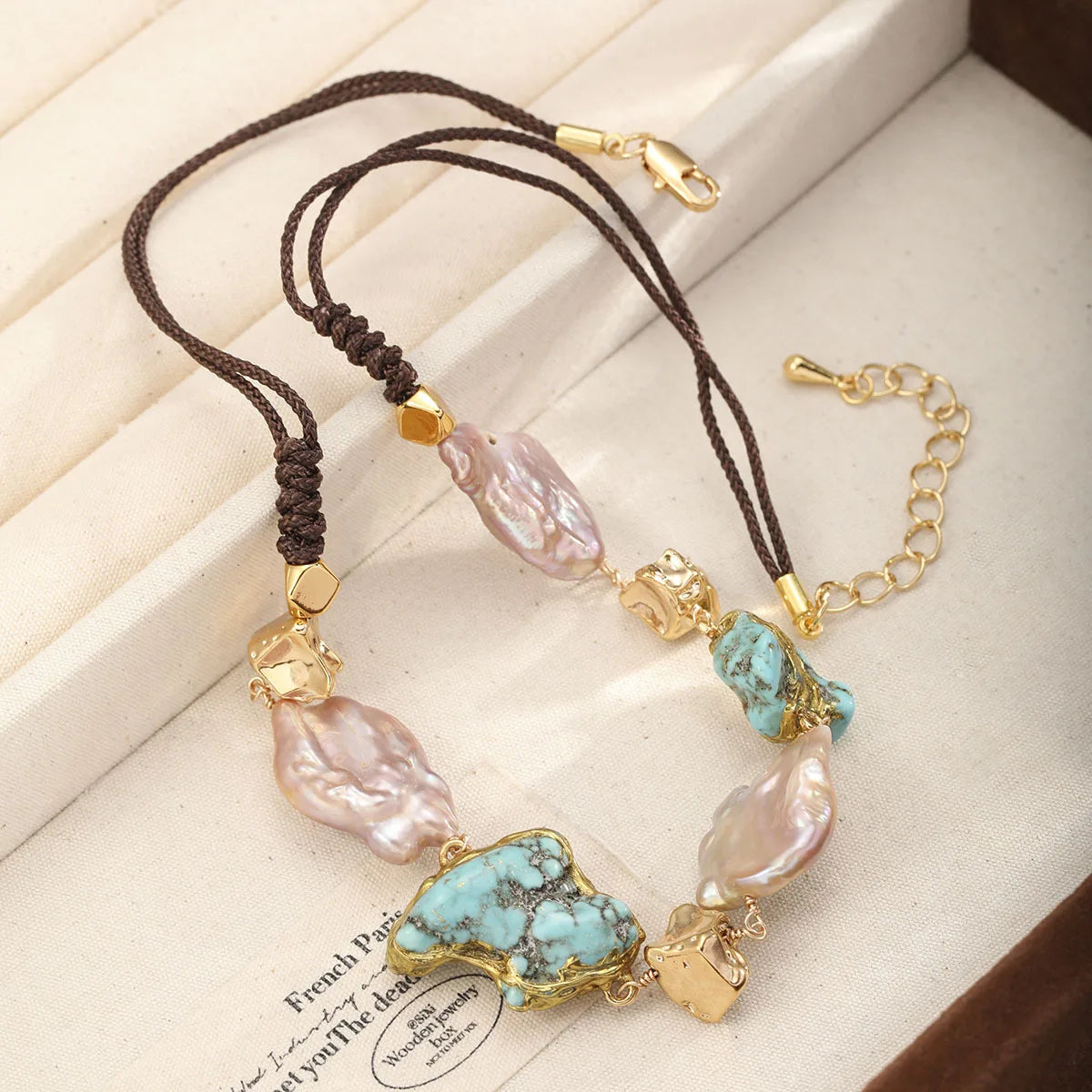Fashion Irregular Baroque Pearl Turquoise Necklaces for Girls Sweet Boho Trendy Jewelry for Women Ladies Wholesale Bulk