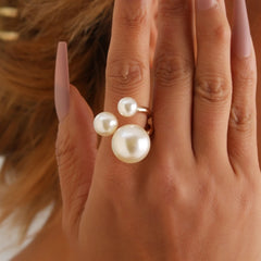 Fashion Imitation Pearl Sweet Simple Rings for Girls Trendy Elegant Minimalistic Jewellry for Women Ladies Accessories Wholesale