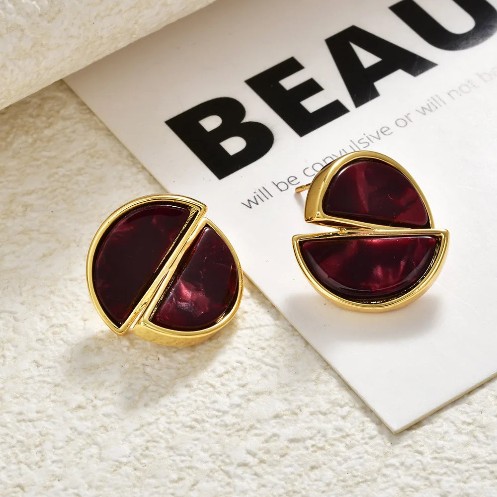 High-end Split Geometric Design Stud Earrings Women Acetate Leopard Print Resin Simple Vintage Ear Jewelry Accessories Wholesale