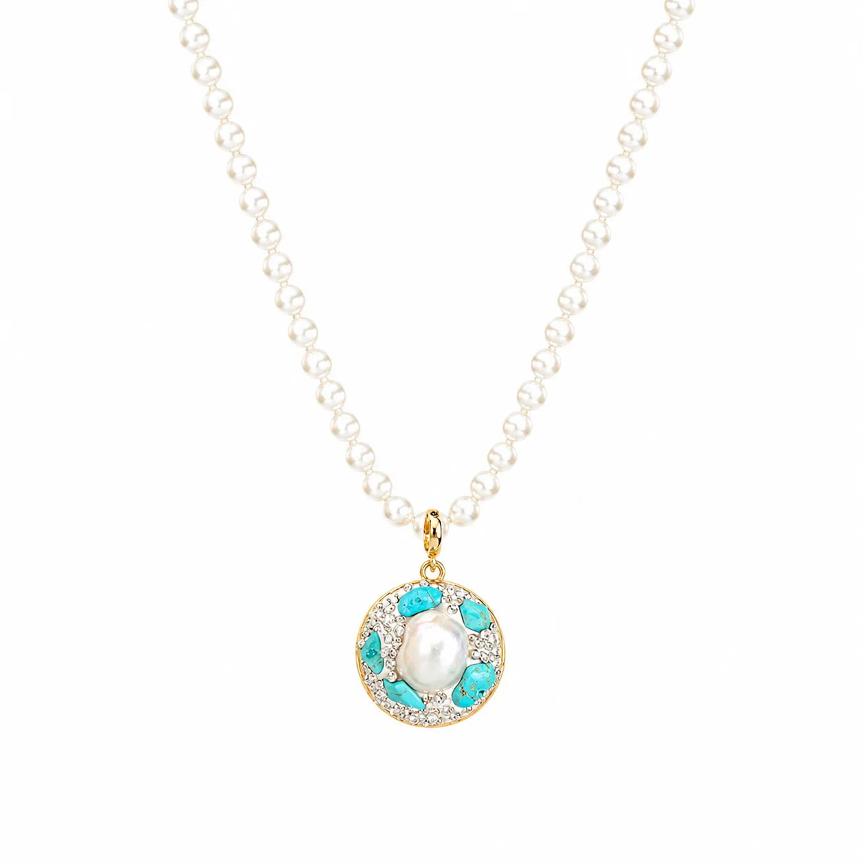 Female Freshwater Pearl Drip Glaze Hand-Painted Natural Stone Zircon Blue Necklace Factory Price in Stock Elegant Jewelry Causal
