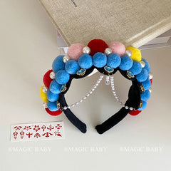 Chinese Vintage Peking Opera Head Bands for Baby Girls Elegant Graceful Fashion Hair Band for Kids Children Hair Accessories