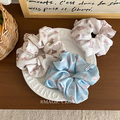 Large Bear Print Hair Ties Scrunchies High Elasticity Cute Creative Vintage Design Stylish Hair Accessories for Women's Daily