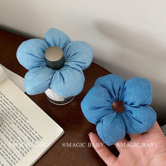 Solid Color Denim Flower Scrunchies for Baby Girls Classic Simple Hair Ties for Kids Children Teens Hair Accessories in Stock