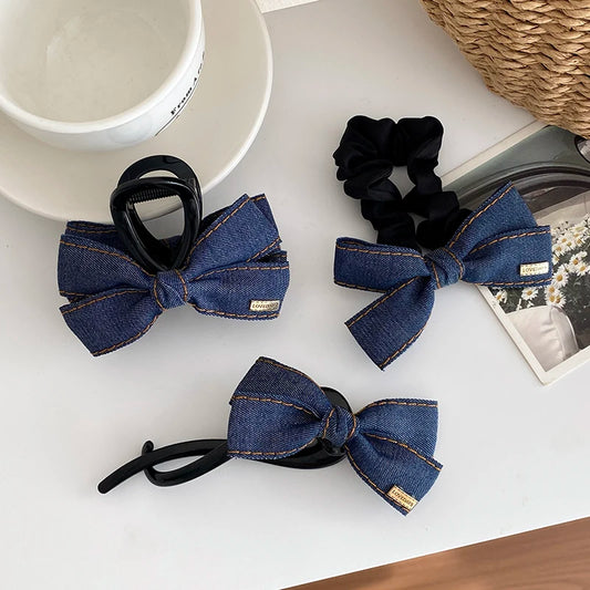 Chic Vintage Denim Hair Ties High Elastic Scrunchies for Women and Girls Stylish Simple Fashion Hair Accessories
