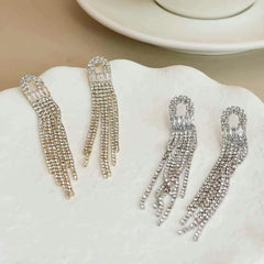 Women Irregular Shape Tassel Design Imitation Pearl Decorative Drop Earring Fashion Glitter Sequined Bulk Jewelry Accessories