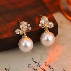 Women Star Flower Small Imitation Pearl Earring Fashion Elegant Minimalistic Customized Wholesale Jewelry Accessories for Causal