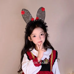 Halloween Headband for Kids Cat Rabbit Rose Skull Spooky Cute Hairband Children Costume Party Hair Accessories Trick or Treat