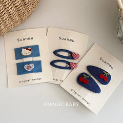Simple Sweet Cute Denim Kitty Heart shaped Hair Clips for Baby Girls Fashion Haarspange for Kids Children Hair Accessories