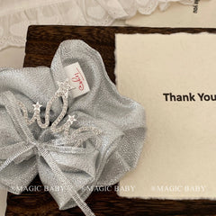Girls Silver Bowknot Crown Large Hair Ties Fashion Elegant Ponytail Holder in Stock Scrunchies Accessories for Kids Children Use