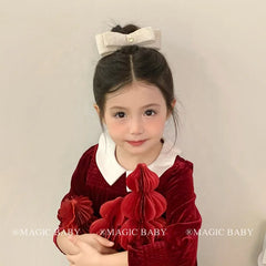 Solid Color Classic Bowknot Hair Clips for Baby Girls Cute Kawaii Velvet Alligators for Kids Children Hair Accessories in Stock