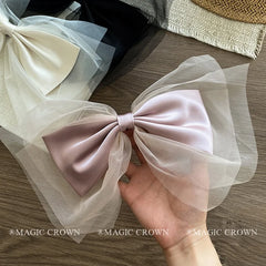 Princess Style Large Bowknot Lace Hair Snap Clips Girls Elegant Alloy Hair Accessories Solid Color Sweet Cute for Party Women