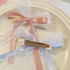 Brand New Solid Color Bowknot Lace Hair Clips for Girls Fashion Sweet Princess Style Haarspange for Women Lady Hair Accessories