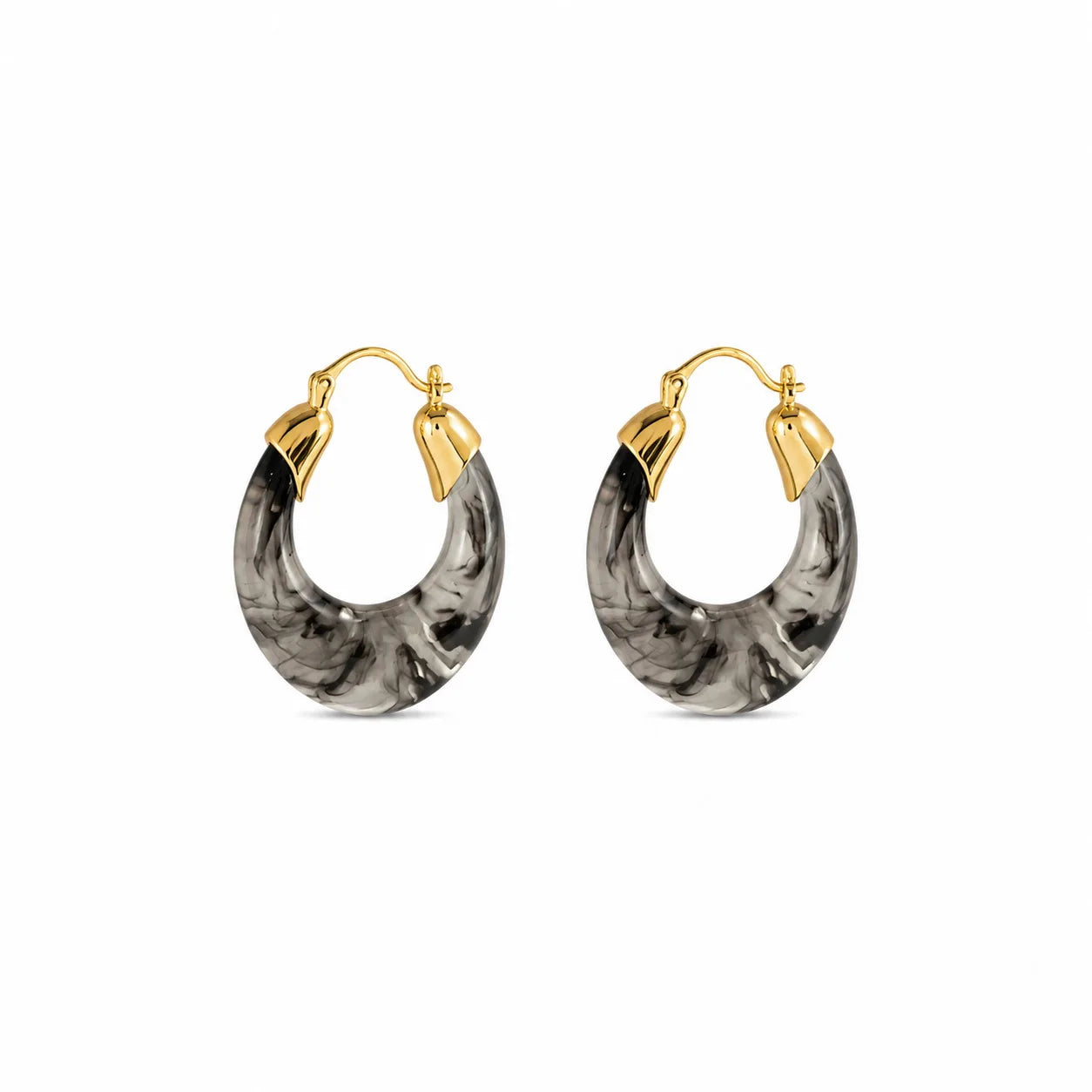 Female Solid Color Brown Green Grey 18k Gold-plated Hoop Earring Vintage Elegant Trendy Fashion Low MOQ Jewelry for Daily Causal