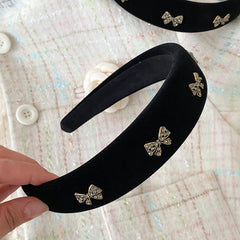 Classic Solid Color Glitter Bowknot Thick Head Band for Girls Fashion Chic Trendy Elegant Hair Band for Women  Hair Accessories