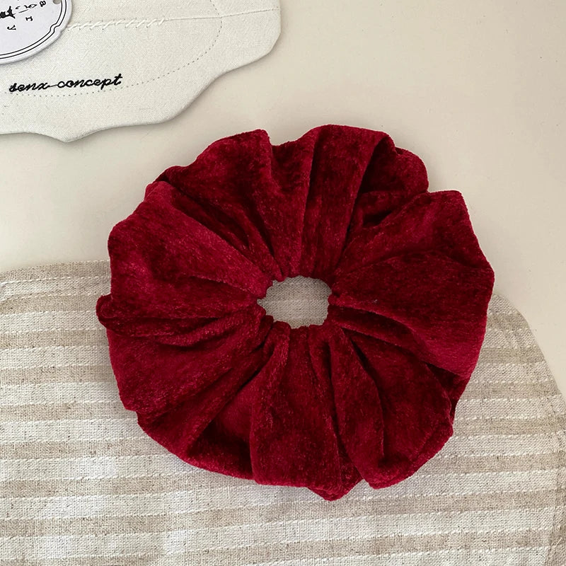 Women Solid Color Velvet X-Large Thick Thin Hair Scrunchies Fashion Vintage Elegant Bulk Order in Stock Hair Ties Accessories