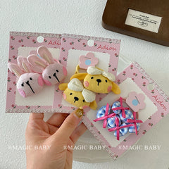 Cute Sweet Animal Bowknot Plaid Scrunchies for Baby Girls Fashion Peppy Hair Ties for Kids Children Hair Accessories in Stock