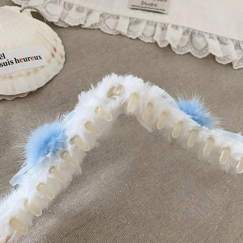 Fashion Snow Flake Fluffy Hair Clips for Girls Ribbon Bowknot Banana Clips for Women Ladies Hair Accessories Chinese Supplier