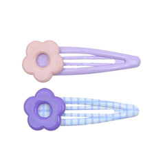 Minimalistic Plaid Flower Snap Hair Clips for Baby Girls Cute Sweet Kids Hair Accessories Made of Alloy Stock