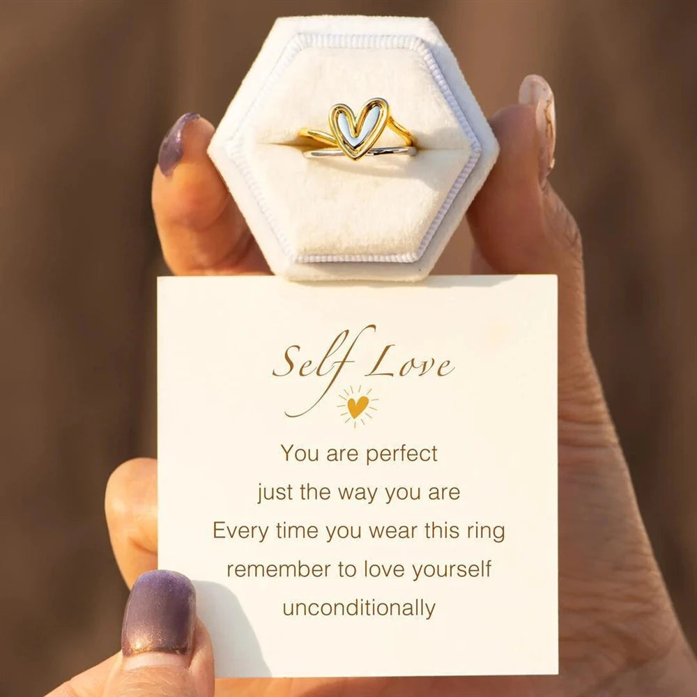 Women's Heart-shaped Rings Set Simple Love Style Fashion Sweet Cute Rings Minimalist Jewelry Accessories Wholesale Hot Selling