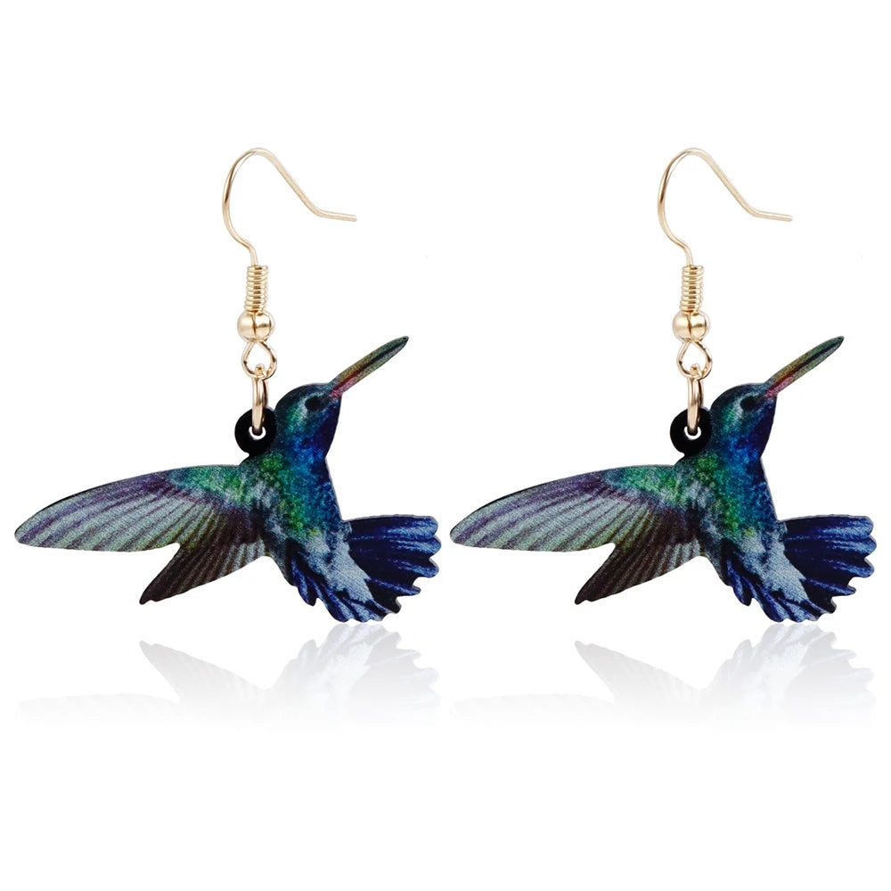Fashion Trendy Stylish Hummingbird Drop Earrings for Girls Glamorous Animals Jewelry for Women Ladies Accessories Wholesale