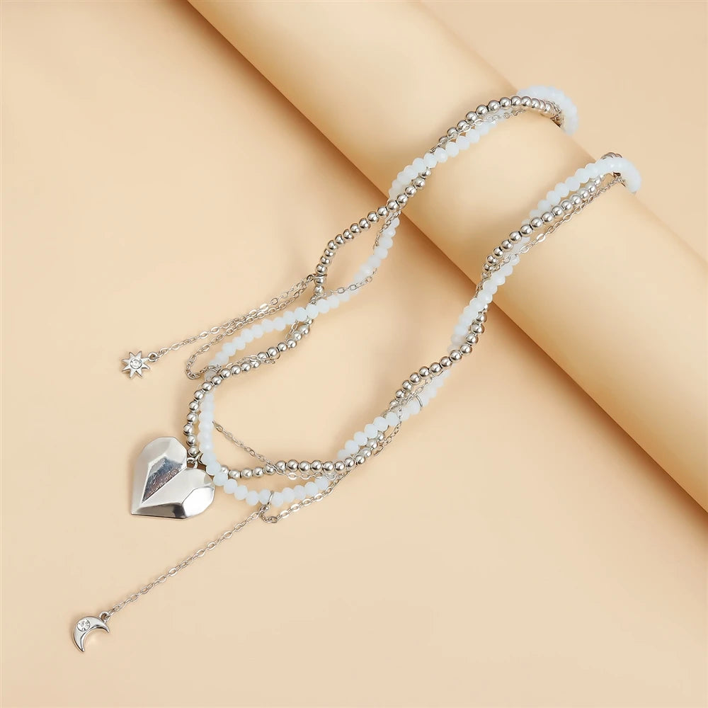 Fashion Sweet Spicy Heart Shaped Elegant Necklaces for Girls Trendy Stylish Tassel Jewelry for Women Ladies Accessories