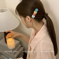 2025 Hot Sale Women Multicolor Button Small Alligator Clips Sweet Fashion New Design Hairpins Accessories for Female Daily Use
