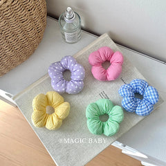 Sweet Solid Color Plaid Dot Stripe Flower Scrunchies Cute Hair Ties for Baby Girls Fashionable Hair Accessories for Kids